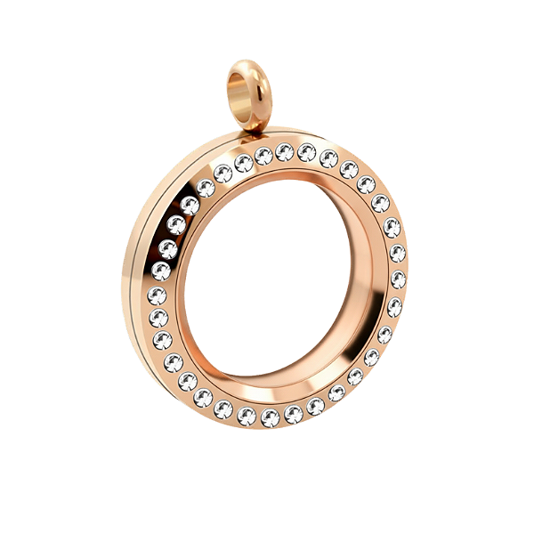 Medalhão Rosê c/Pedras - Pequeno
