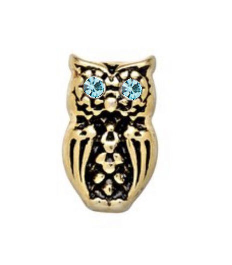 Charm - Coruja Ouro Olho de Cristal