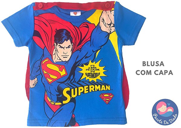 Blusa Superman com Capa Vermelha removível - Produto Original Superman