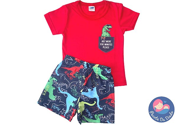 Conjunto Blusa e Short: Dinossauro e Vídeo Game