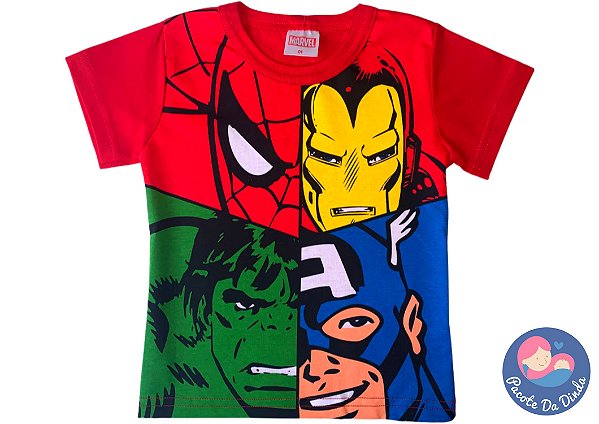 Blusa “Os Vingadores” Vermelha - Produto Original Marvel Avengers - Loja  Infantil - Pacote da Dinda