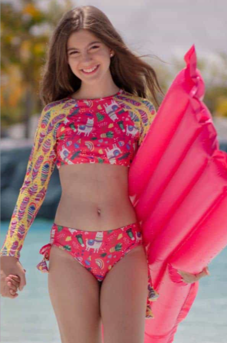 Conjunto UV50+: Cropped + Calcinha com laço