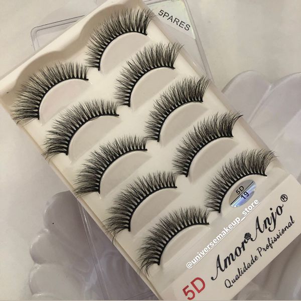 Cartela de Cílios Postiços 5  Pares 5D-19 - Amor Anjo