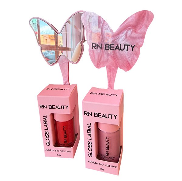 Combo 2 Glosses RN Beauty (Bela + Rose) + Mini Espelho