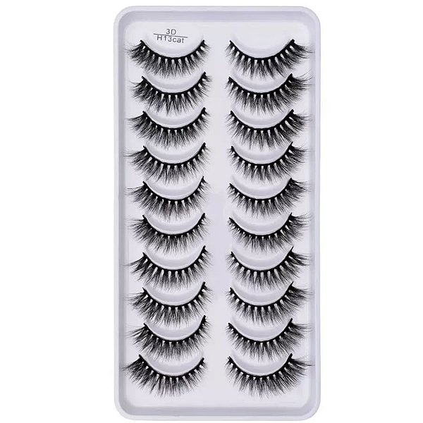 Cartela de Cilios Postiços 10 Pares H13 Mini Cat