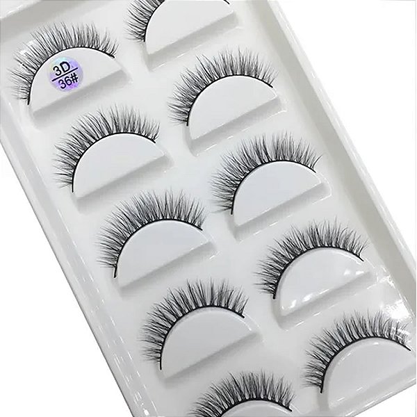 Cartela De Cilios Postiços 5 Pares 3D 36#