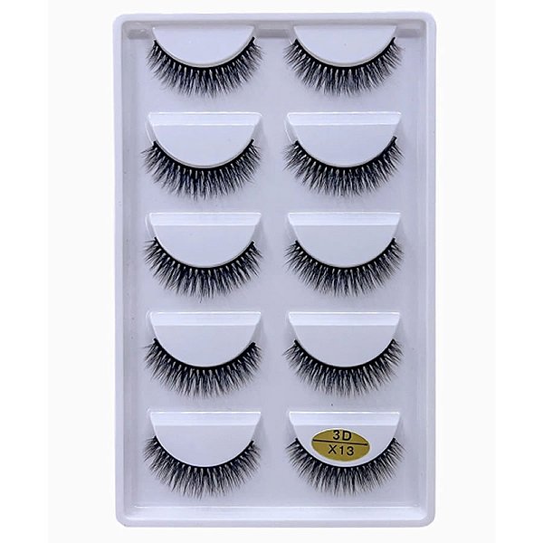 Cartela De Cilios Postiços 5 Pares 3D X13