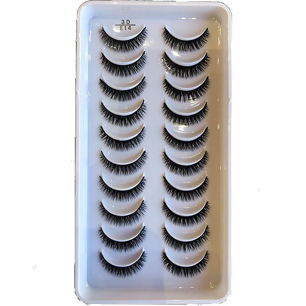 Cartela De Cilios Postiços 10 Pares - 3D E14