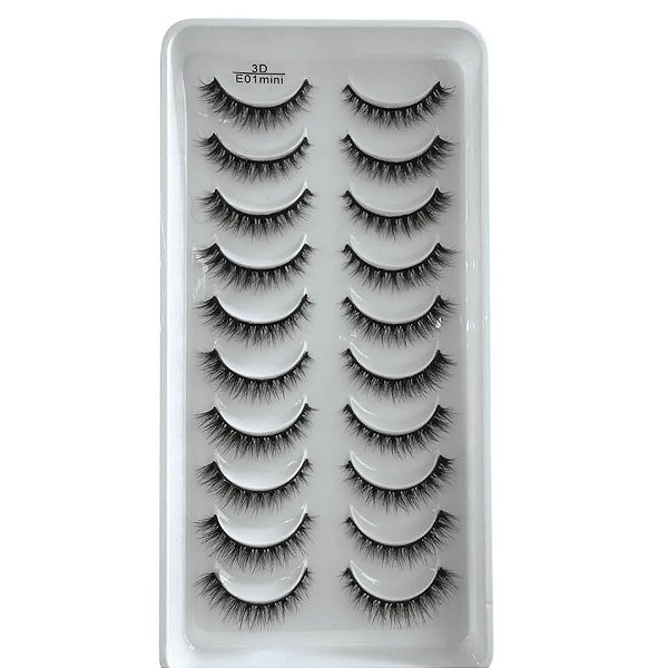 Cartela De Cilios 10 Pares Base Preta - E01 Mini