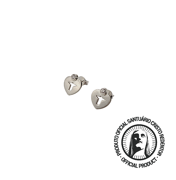 Brinco coração Cristo Redentor Pedra