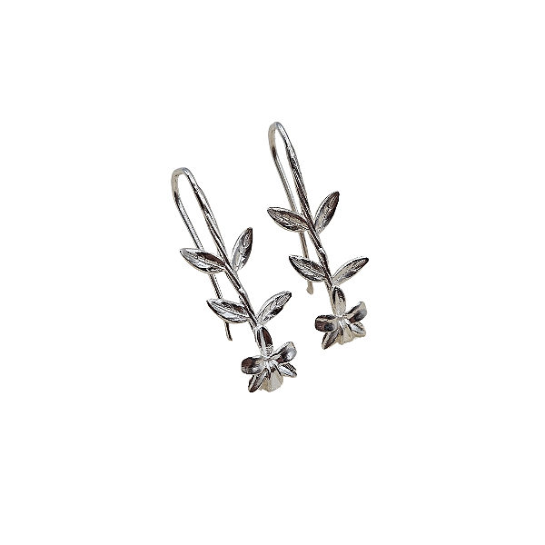 Brinco Orquídea prata gancho