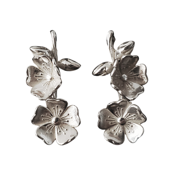 Brinco Cerejeira Sakura pequeno prata