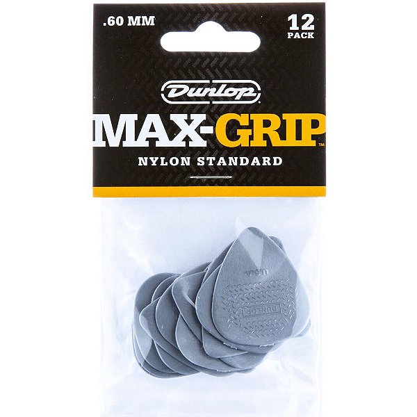 Palheta Dunlop 449P060 Nylon Max-Grip Standard 0.60mm - 12 Unidades