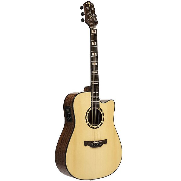 Violão Crafter D-620CE/N B Able Solid Spruce Natural Folk Cutaway com Bag - Eq Plataform NX