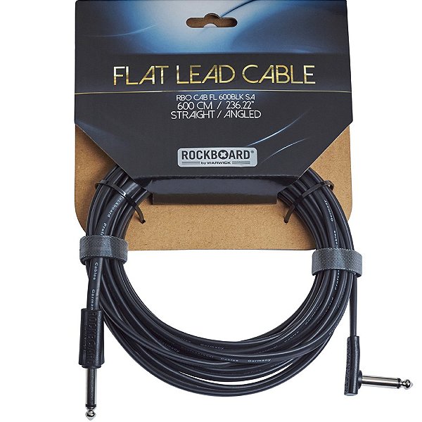 Cabo para Instrumento Rockboard 6,0m Flat Instrument Cable Reto - L RBO CAB FL 600BLK SA