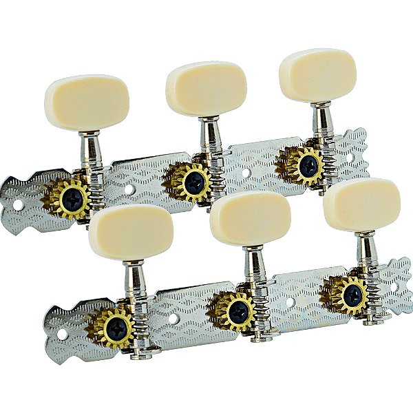 Tarraxa Violão Nylon 3+3 Tradicional Niquelada Pino Grosso Custom Sound CMH 827