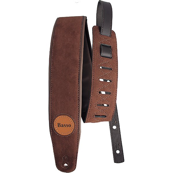 Correia Basso CLA 04 Suede Camurça Marrom 7cm para Guitarra Baixo Violão