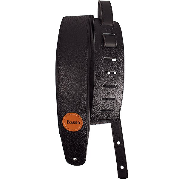 Correia Basso CLA 10 Couro Sintético Preto 7cm para Guitarra Baixo Violão