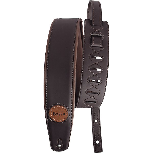 Correia Basso CLA 14 Couro Sintético Marrom 7cm para Guitarra Baixo Violão