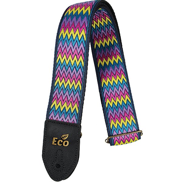 Correia Basso ECO INDIAN 02 Teal Tecido Jacquard 5cm para Guitarra Baixo Violão