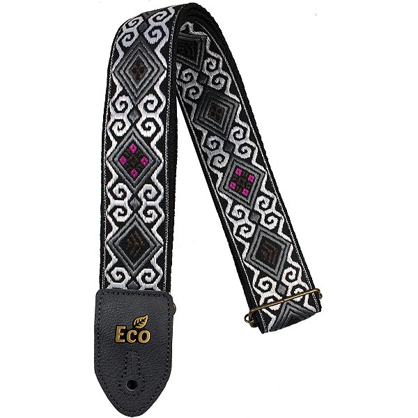 Correia Basso ECO JACQ 01 Black Tecido Jacquard 5cm para Guitarra Baixo Violão