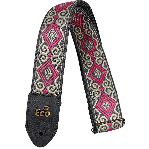 Correia Basso ECO JACQ 02 Pink Tecido Jacquard 5cm para Guitarra Baixo Violão