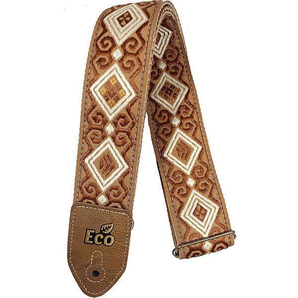 Correia Basso ECO JACQ 04 Brown Tecido Jacquard 5cm para Guitarra Baixo Violão