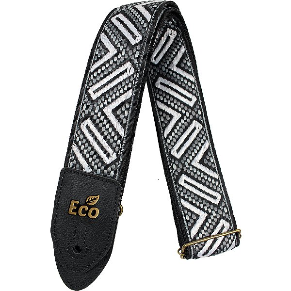 Correia Basso ECO JACQ 05 Black White Tecido Jacquard 5cm para Guitarra Baixo Violão
