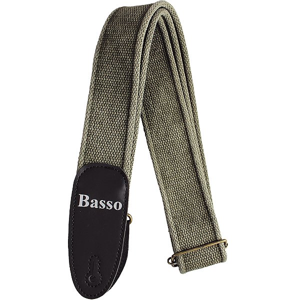 Correia Basso EX 02 Oliva Algodão Estonado 5cm para Guitarra Baixo Violão