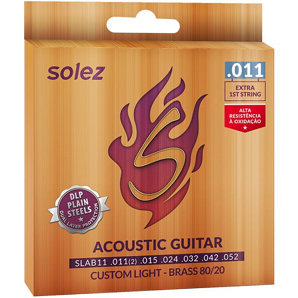Encordoamento Violão Solez SLAB11 011-052 Bronze 80/20 Custom Light