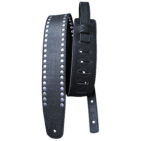 Correia Basso VT L GRECO METAL 04 Couro Sintético Preto 6cm para Guitarra Baixo Violão