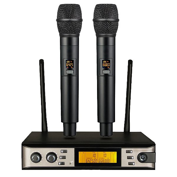 Microfone Sem Fio UHF Kadosh K402M Dinâmico de Mão Duplo