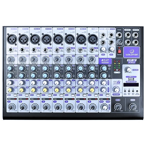 Mesa de Som Waldman CP12FXU Clear Pod 12 FXU - mixer analógico 12 canais c/ efeitos