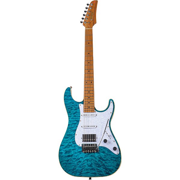Guitarra Seizi Katana Musashi Plus Quilted Royal Blue Roasted Maple c/ Bag