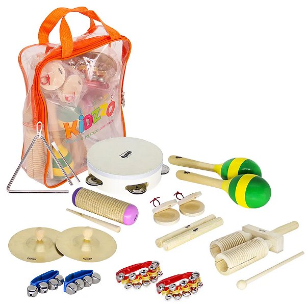 Bandinha Infantil Kidzzo Kit com 10 Instrumentos e Mochila com Alça nas Costas - 17711