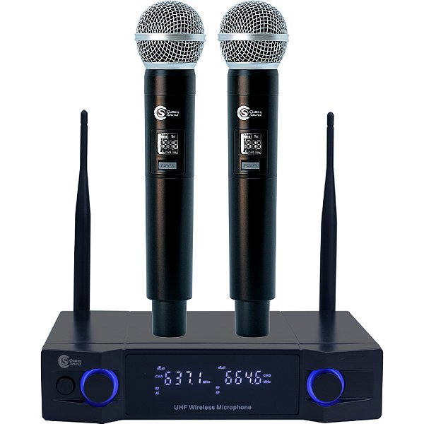 Microfone Sem Fio UHF Custom Sound CW 40 Dinâmico de Mão Duplo