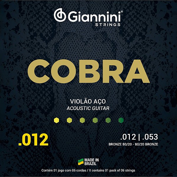 Encordoamento Violão Giannini 012-053 Cobra Bronze 80/20 CA82L