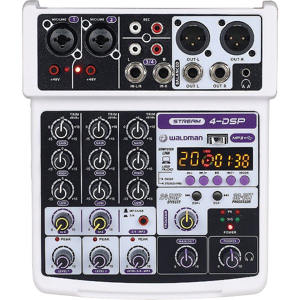 Mesa de Som Waldman Stream 4 DSP - mixer analógico 4 canais c/ efeitos - ST-4DSP