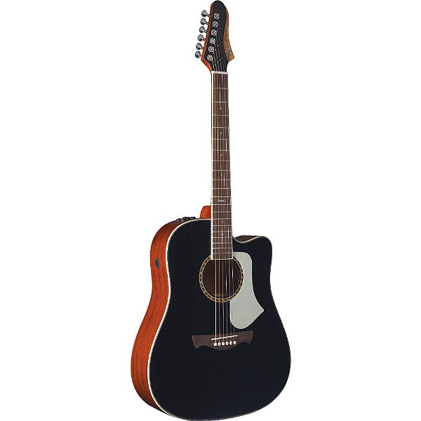 Violão Tagima Swell Deluxe Solid Spruce Black Folk Cutaway com Bag