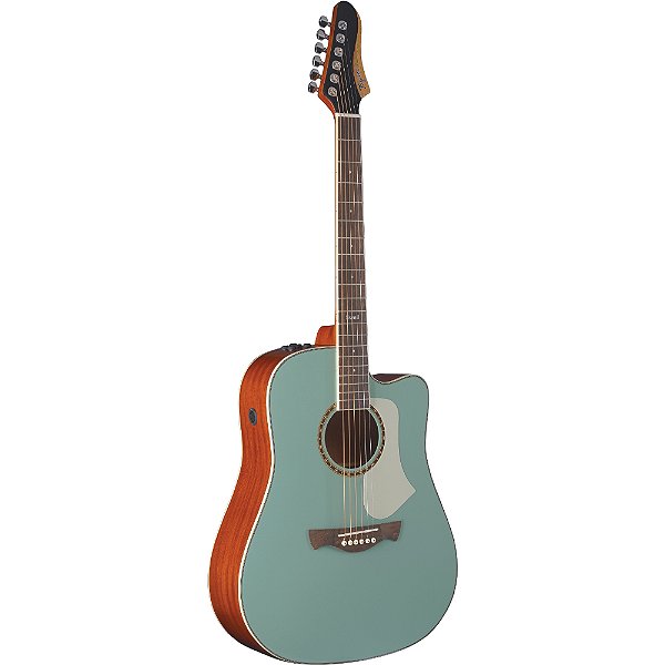 Violão Tagima Swell Deluxe Solid Spruce Turquoise Green Folk Cutaway com Bag