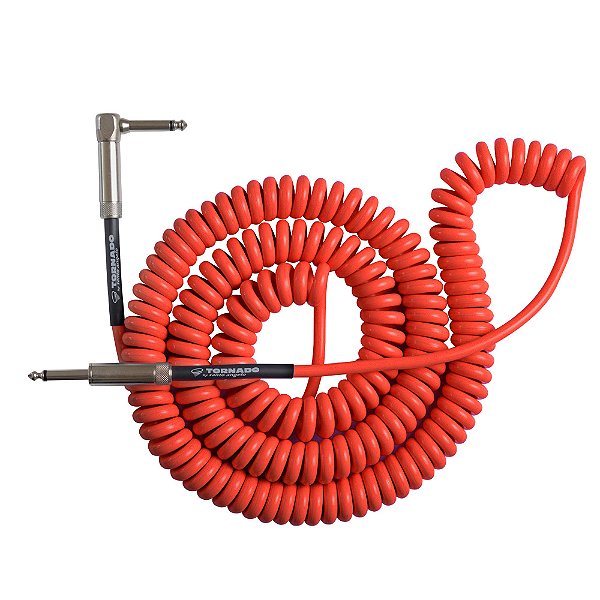 Cabo para Instrumento Santo Angelo Tornado 9,0m Espiral Vermelho - P10 Reto-L