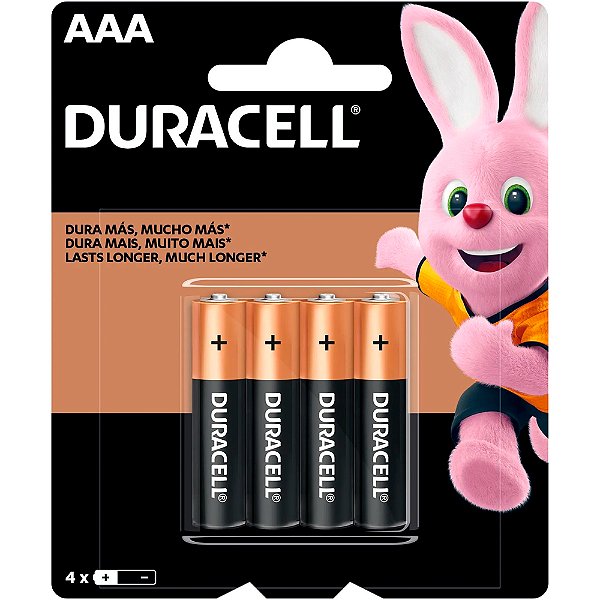 Pilha AAA 1,5V MN2400 Alcalina Duracell - 4 und