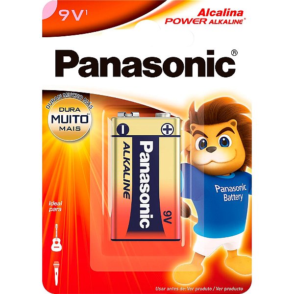 Bateria 9V 6LF22X Alcalina Panasonic - unidade