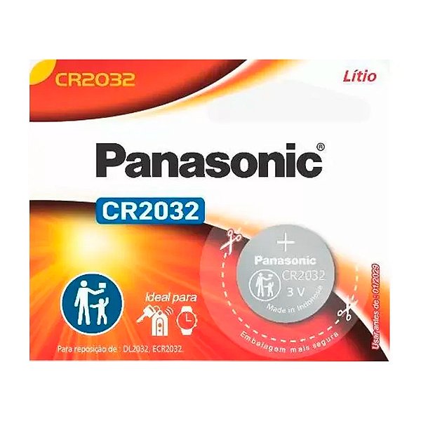 Bateria CR2032 3V Lithium Panasonic - unidade