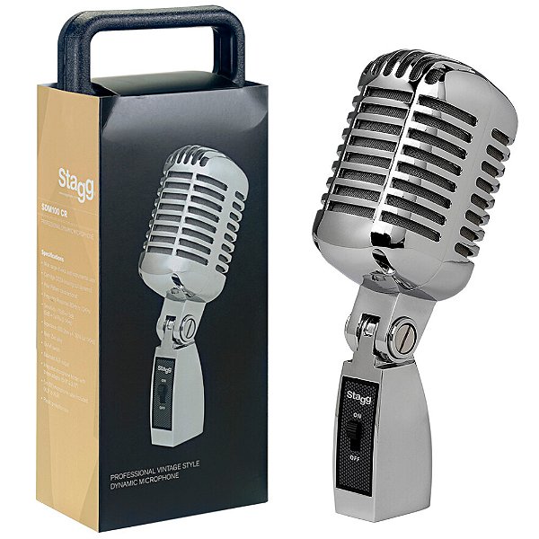 Microfone Stagg SDM100CR Vintage Dinâmico Cardioide c/ cabo XLR x XLR