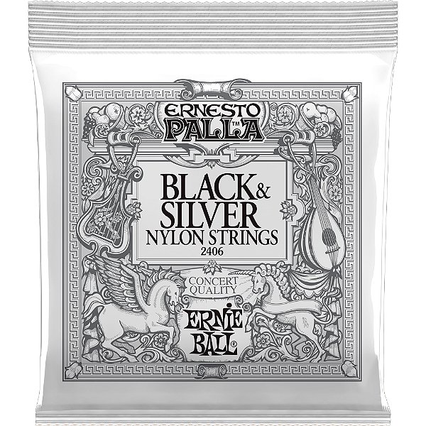 Encordoamento Violão Nylon Ernie Ball 2406 Ernesto Palla Classical prata / preto - tensão média
