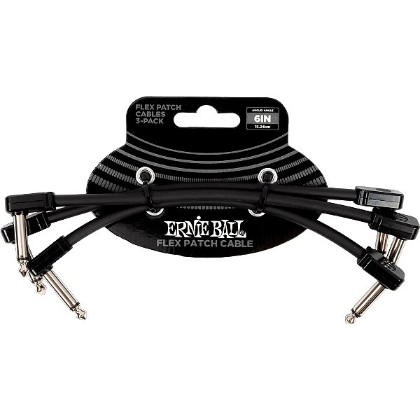 Cabo para Pedal Ernie Ball 6444 Flex Patch 15cm Preto - 3 unidades - P10 x P10 L-L
