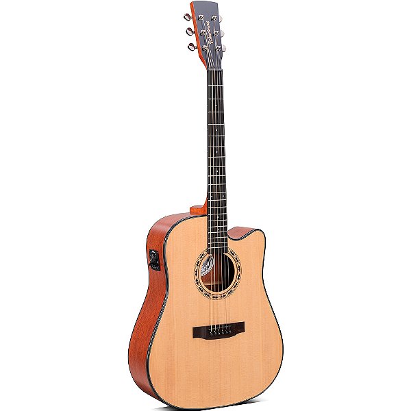 Violão Waldman DCEX-1141 N Folk Cutaway Solid Spruce Natural Eletroacústico - c/ Bag