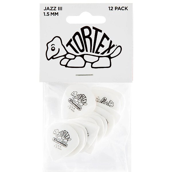 Palheta Dunlop 478P150 Tortex Jazz III 1.50mm Branca - 12 unidades