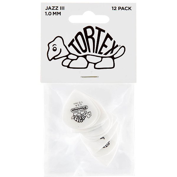 Palheta Dunlop 478P100 Tortex Jazz III 1.00mm Branca - 12 unidades